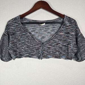 Anthropologie Daily Practice Size XS Short Sleeve Cropped Cardigan Top Space Dye